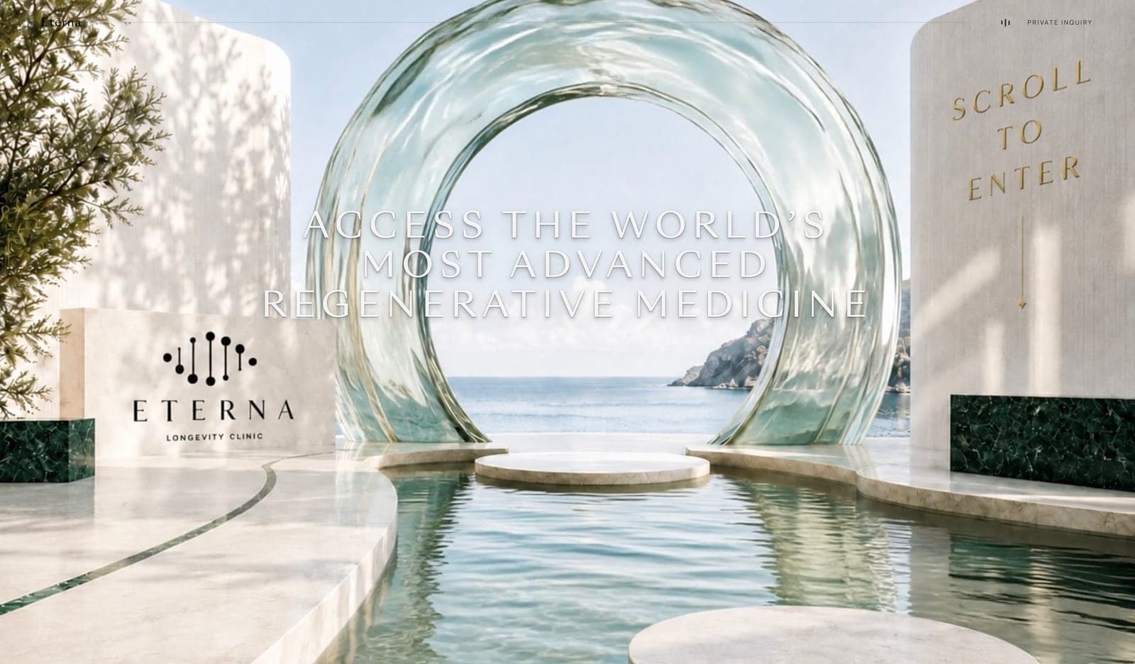 Eterna Health — the site's opening screen