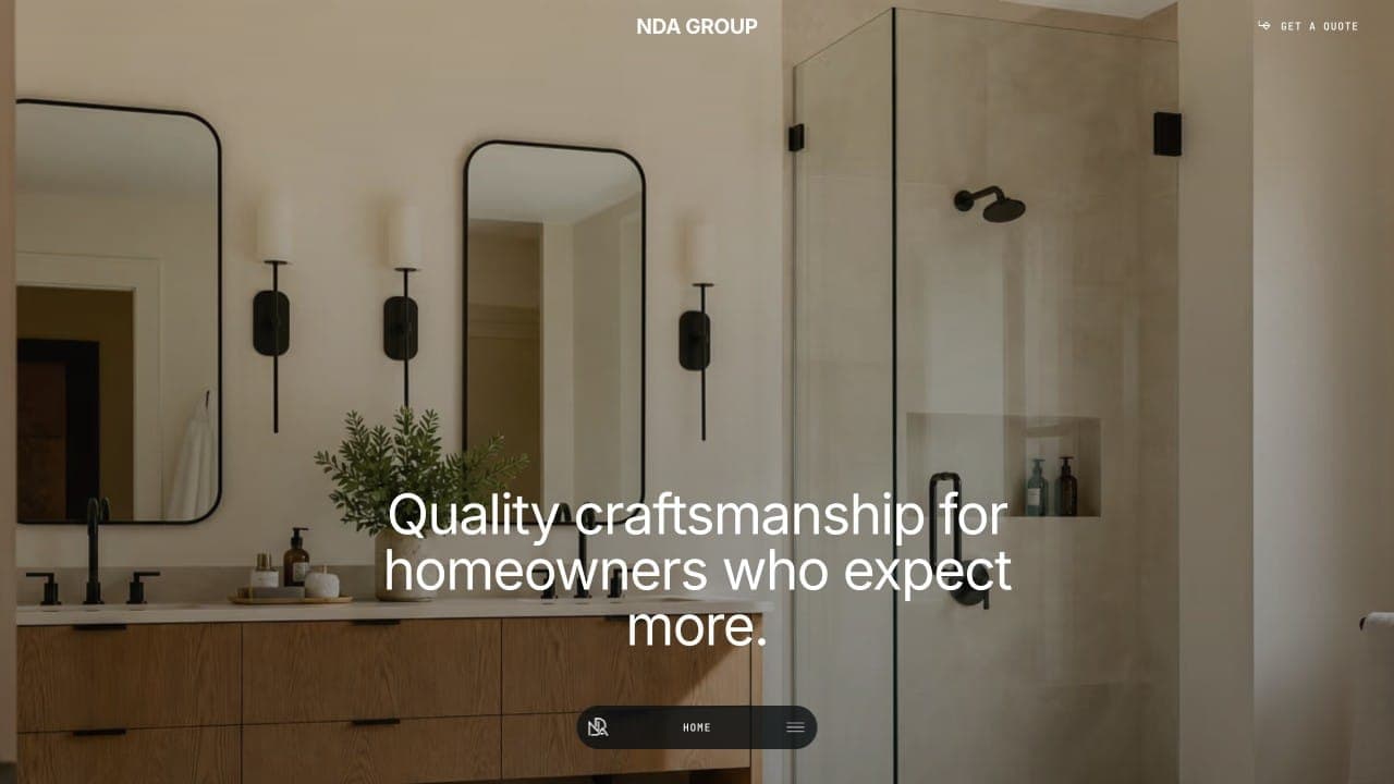 NDA Group — the site's opening screen